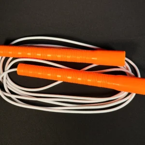 Basic long handle jump rope with lightweight plastic handles and PVC cord — ideal for beginner jumpers and casual skipping