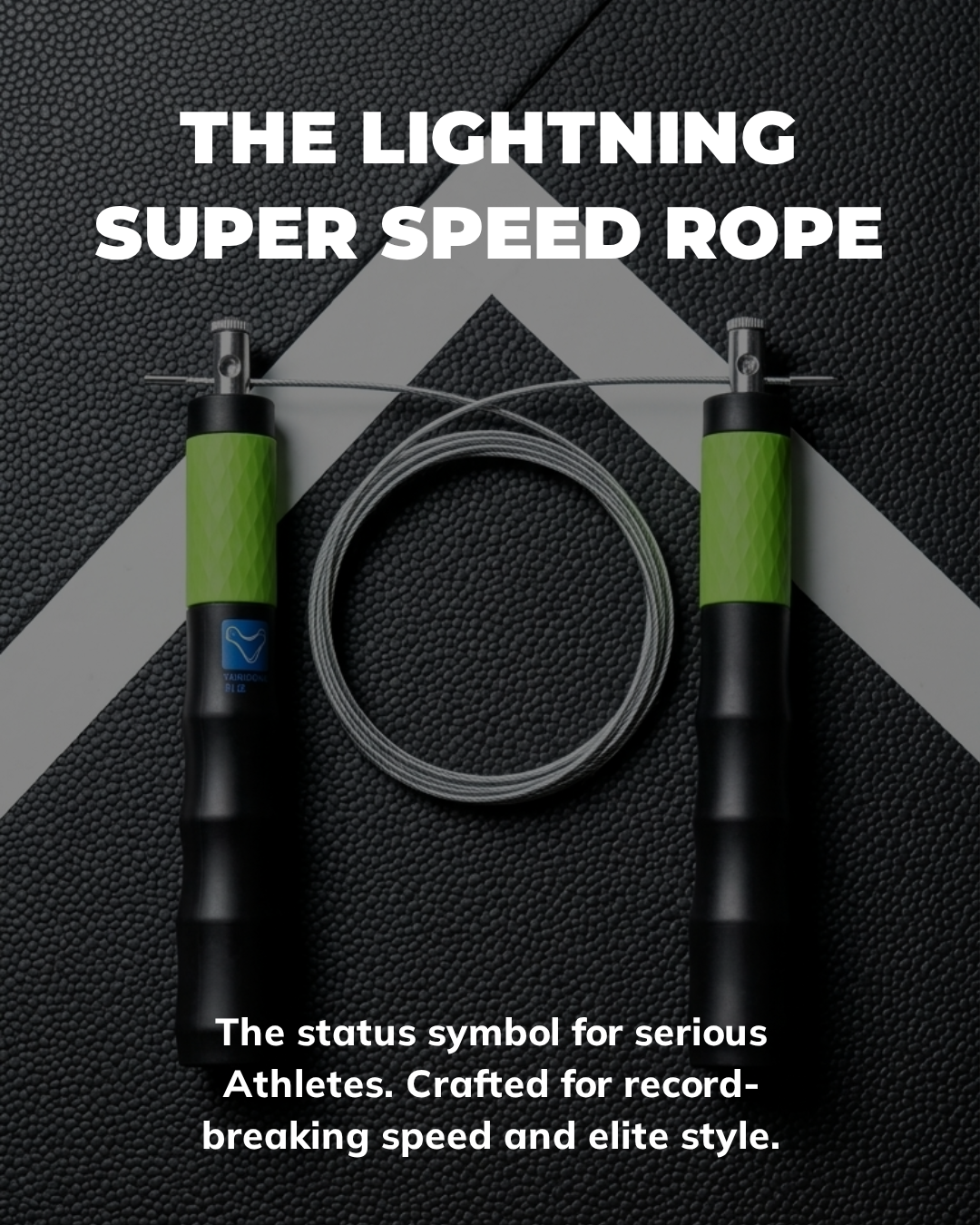 Lightning Super Speed Rope by Rule The Ropes, best quality speed jump rope and skipping rope for fast skipping, cardio workouts, fitness training, and athlete performance
