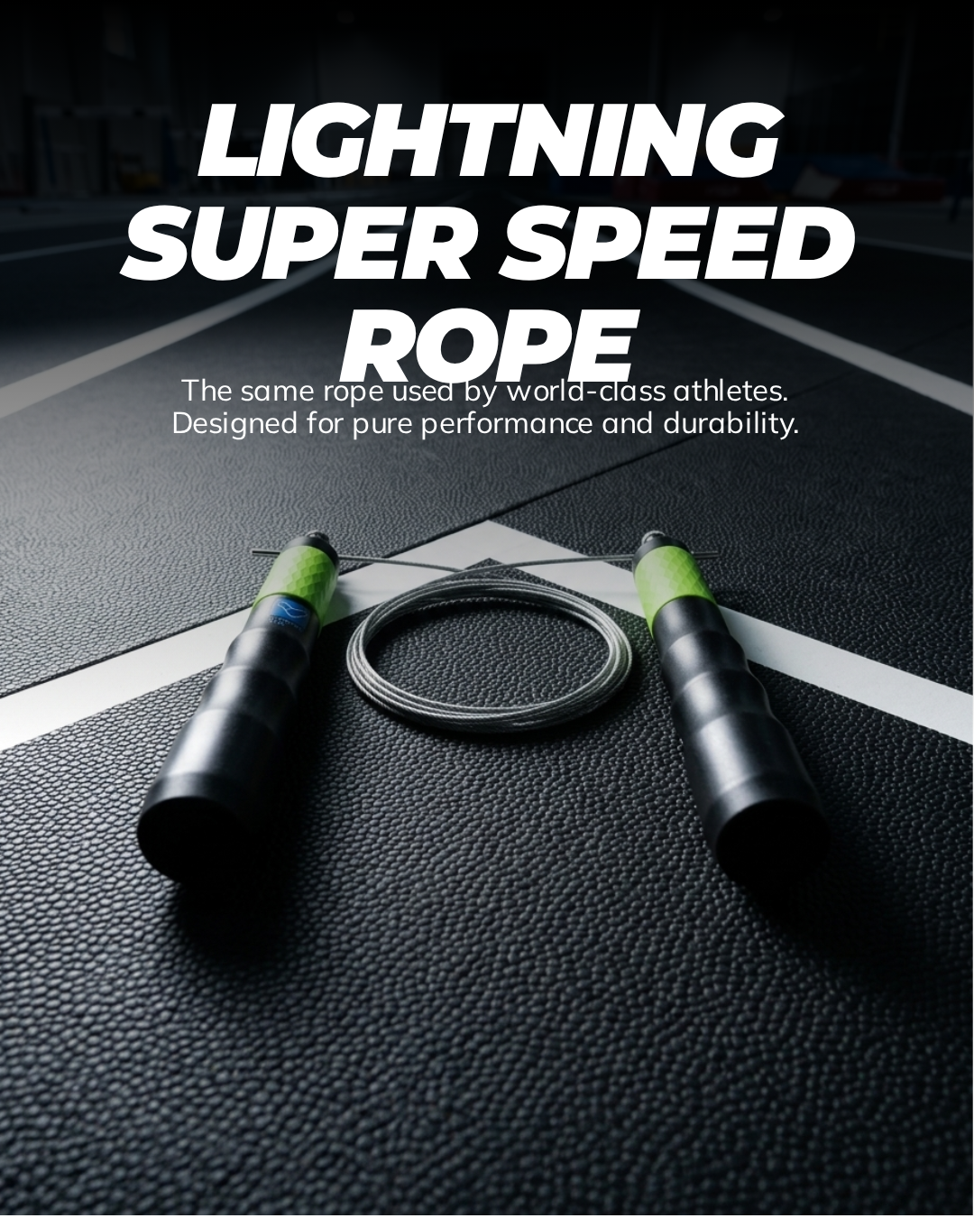 Lightning Super Speed Rope by Rule The Ropes, best quality speed jump rope and skipping rope for fast skipping, cardio workouts, fitness training, and athlete performance