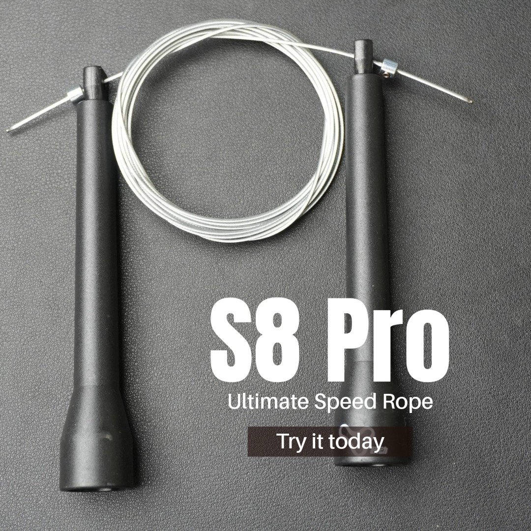 Upgrade your speed game with the S8 Pro Speed Rope. Faster spin than Rave 1, slimmer handles, alloy Allen-key locks, and a 1.2mm ultra-thin uncoated cable included.